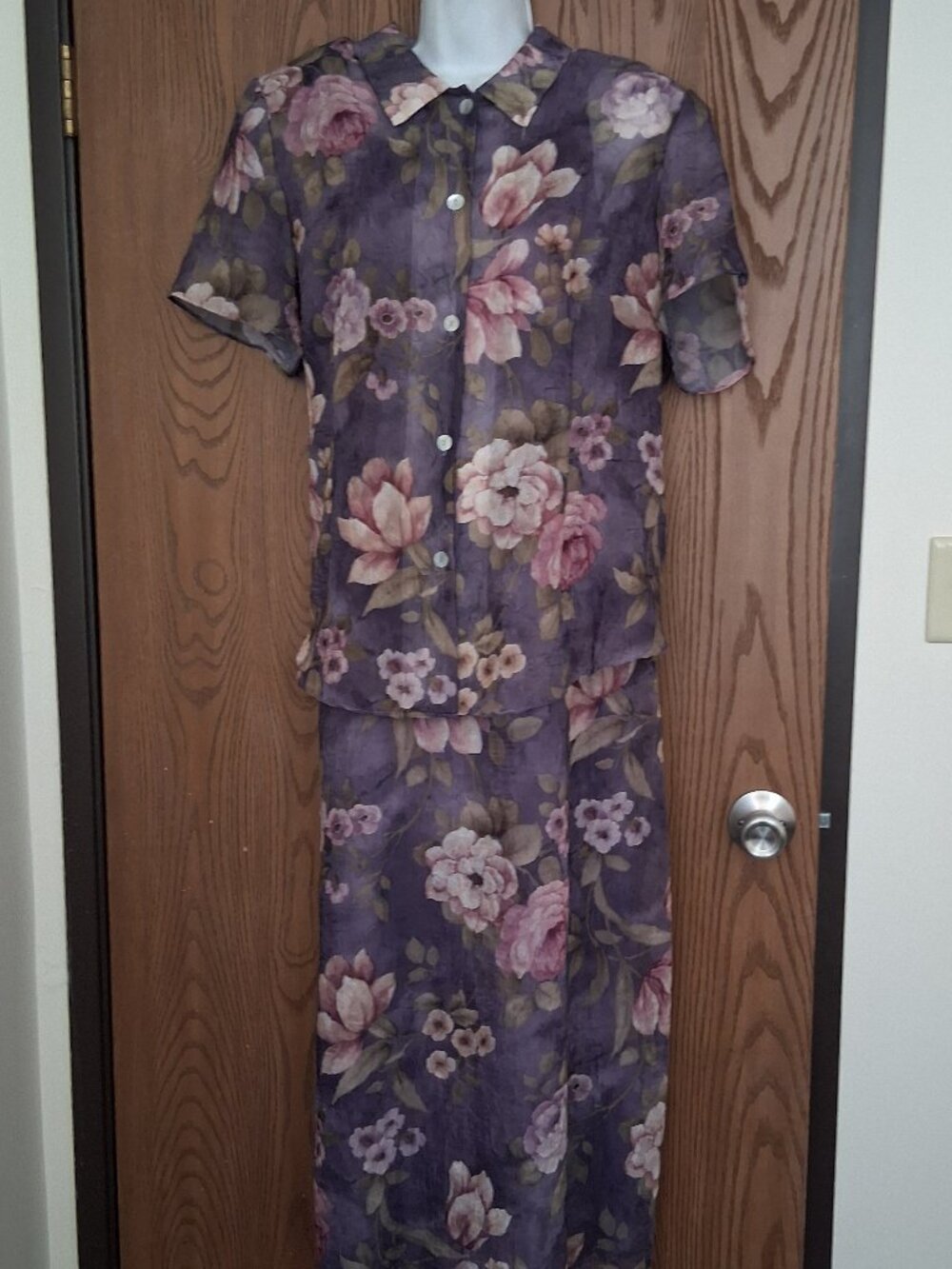 Vintage Jessica Howard Floral Purple Two Piece Jacket Dress Size 18